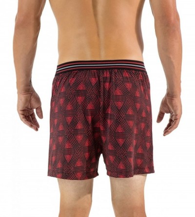 Boxer Briefs Men's Active Wicking Performance Boxers Shorts - Tribal Energy Black/Red - C612KBTM14T $35.69