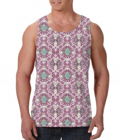 Undershirts Men's Sleeveless Undershirt Summer Sweat Shirt Beachwear - Teatime - Black - C819CK4KA9U $41.71