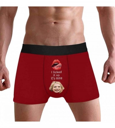 Boxers Custom Men's Funny Face Boxer Shorts Men's Boxers Novelty Briefs Lips and I Licked It so It is Mine on Pink - Type10 -...