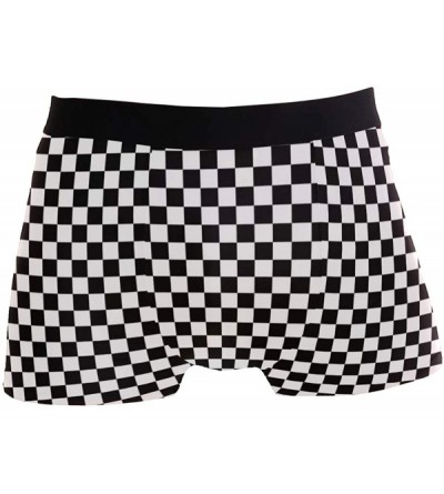 Boxer Briefs Breathable Boxer Brief Underwear Mens Boys Checkerboard Checkered Flag - Black - CE18QN336ZU $36.16