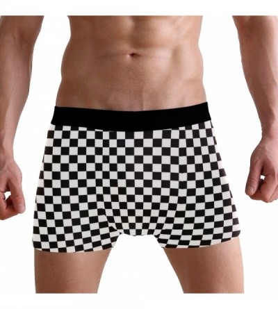 Boxer Briefs Breathable Boxer Brief Underwear Mens Boys Checkerboard Checkered Flag - Black - CE18QN336ZU $16.32