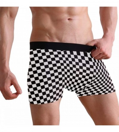 Boxer Briefs Breathable Boxer Brief Underwear Mens Boys Checkerboard Checkered Flag - Black - CE18QN336ZU $16.32