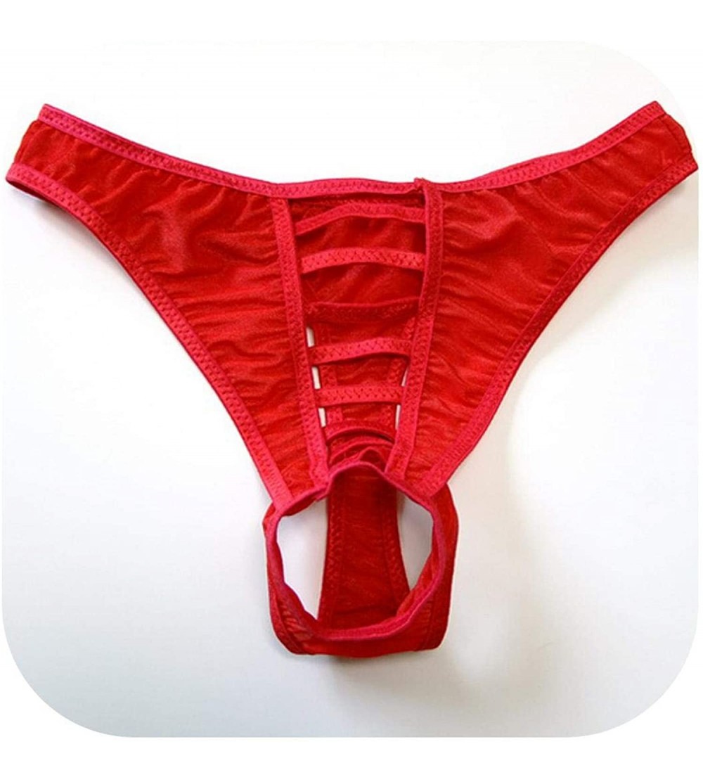 G-Strings & Thongs Hot New G Strings Men Sexy Hollow Out Underwear Erotic Jock Ss Pouch Thongs Wear Jockss - Red - C4198OT66W...