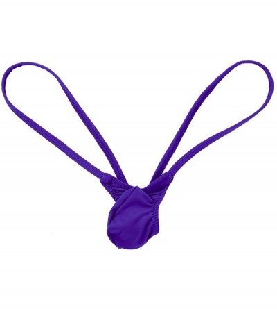 G-Strings & Thongs Men's Low Rise Bulge Pouch Backless G-String Thongs T-Back Jockstrap Bikini Underwear - Purple - CF18ROU7A...