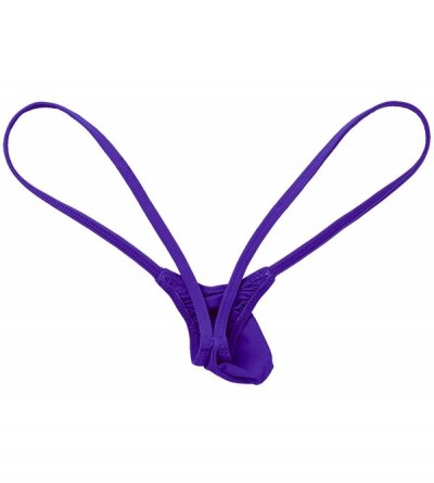 G-Strings & Thongs Men's Low Rise Bulge Pouch Backless G-String Thongs T-Back Jockstrap Bikini Underwear - Purple - CF18ROU7A...