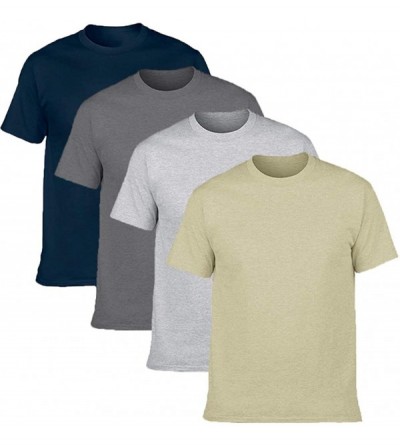 Undershirts Men's Classic Basic Solid Ultra Soft Cotton T-Shirt | 1-2-4 Pack - Navy/Charcoal Grey/Grey/Sand - CY1966KXKQK $36.69