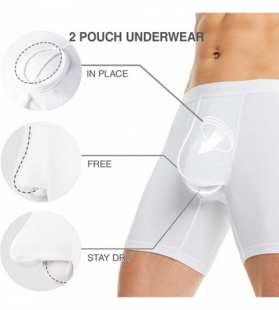 Boxer Briefs Men's 3 Pack Underwear Micro Modal Separate Pouches Boxer Briefs with Fly - White - CI12ODLMP25 $34.64