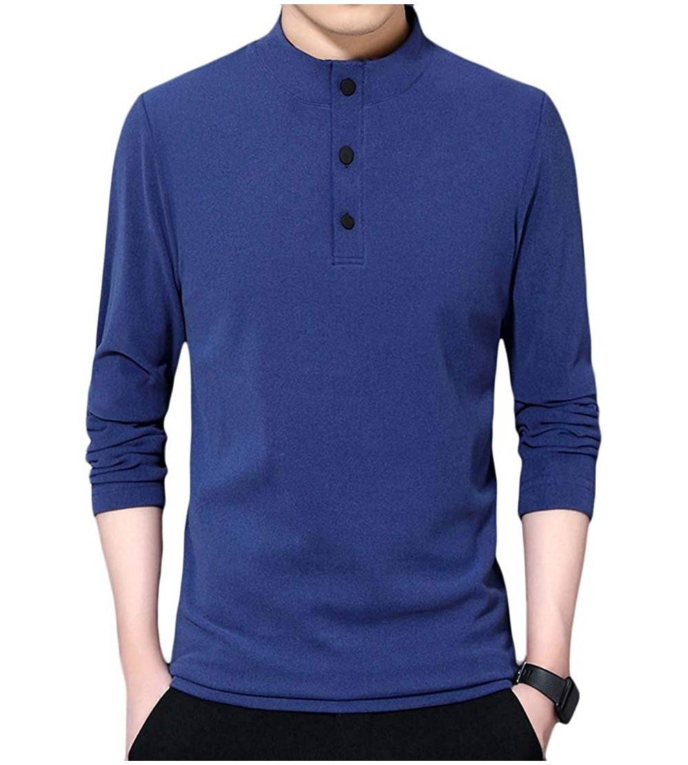 Thermal Underwear Mens Fall & Winter Fleece Slim Long Sleeve Solid Turtleneck Thermal T-Shirt Tee - 12 - CK190U7U858 $33.89