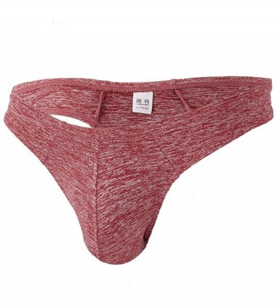 Boxer Briefs Mens Thong Lingerie-Smooth Bamboo G-String Underwear Boxers T Back Underpants Zulmaliu - Red - CT18IGNA4ZK $12.36
