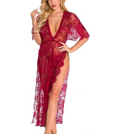 Baby Dolls & Chemises Sexy Lingerie for Women Lace Teddy Lingerie Deep V Open Plus Size Nightgown Underwear Pajamas Perspecti...