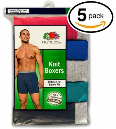 Boxers Men's Knit Boxer (5 Pack) (Small- Cotton Stretch Multi-Color) - C817YL3TIK7 $24.83