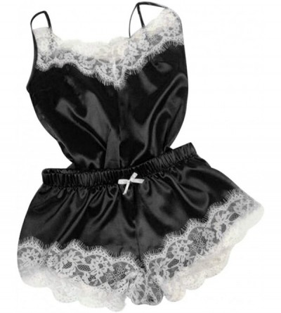 Bustiers & Corsets 2PC Lingerie Women Sexy Nightdress Nightgown Sleepwear Underwear Set - Dark Gray - C218ZQRGT85 $26.28