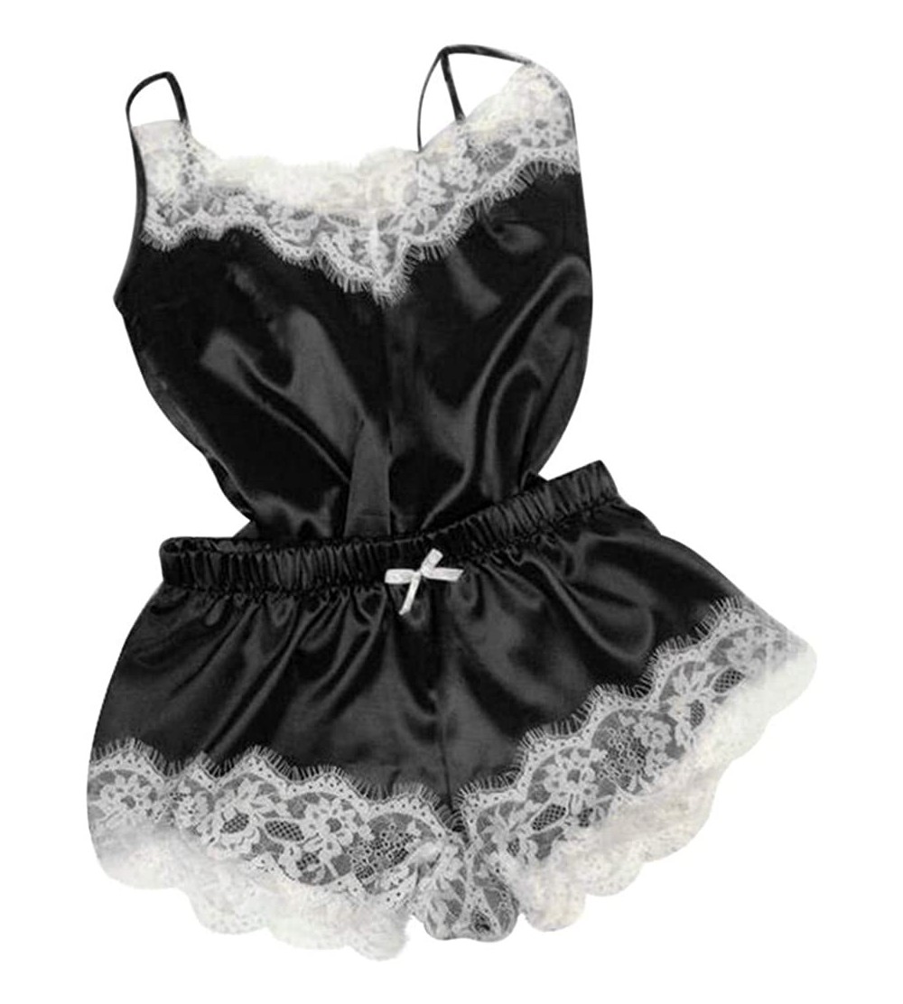 Bustiers & Corsets 2PC Lingerie Women Sexy Nightdress Nightgown Sleepwear Underwear Set - Dark Gray - C218ZQRGT85 $12.33