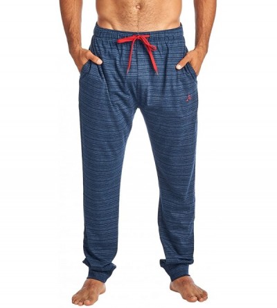 Sleep Bottoms Men's Cotton Knit Jogger Lounge Pants - Striation Navy - CZ1867OL2OM $23.09