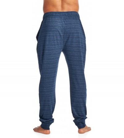 Sleep Bottoms Men's Cotton Knit Jogger Lounge Pants - Striation Navy - CZ1867OL2OM $23.09