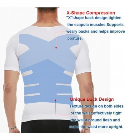 Shapewear Men Shapewear Vest Seamless Abdomen Slim Shirt Classic Abs Body Shaper - White (With Short Sleeve) - CL18SQUXDYM $2...