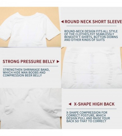 Shapewear Men Shapewear Vest Seamless Abdomen Slim Shirt Classic Abs Body Shaper - White (With Short Sleeve) - CL18SQUXDYM $2...