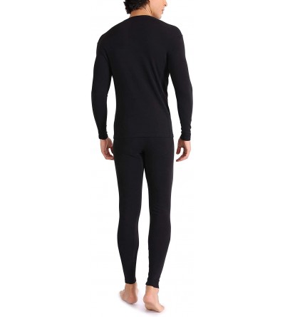 Thermal Underwear Men's Ultra Soft Warm Stretchy Cotton Fleece Lined Base Layer Top & Bottom Thermal Set Long John with Fly -...
