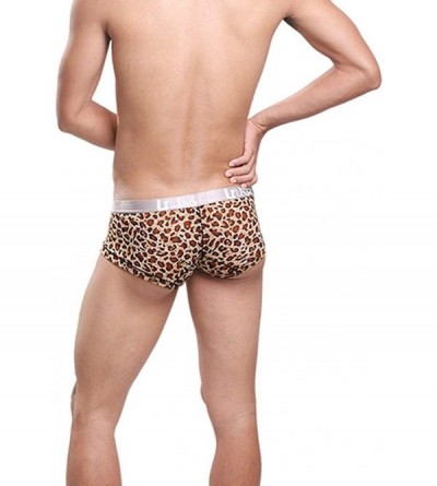 Boxer Briefs Men's Underwear Sexy Stretch Spandex Boxer Brief - Yellowleopard-3 Pack - CW18X6N75YT $24.05