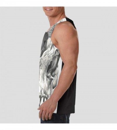 Undershirts Men's Fashion Sleeveless Shirt- Summer Tank Tops- Athletic Undershirt - Real Skull - CF19D8D00Q7 $24.68