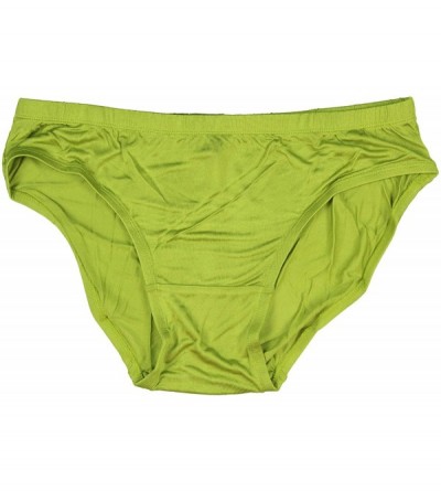 Boxer Briefs Mens Big and Tall Classic Silk Bikini Brief Underwear - Chartreuse - C118KC3D86N $30.41