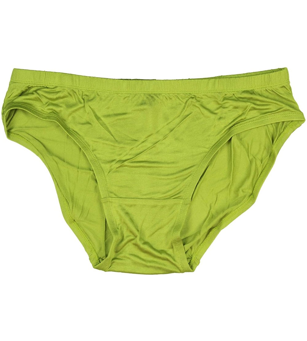 Boxer Briefs Mens Big and Tall Classic Silk Bikini Brief Underwear - Chartreuse - C118KC3D86N $12.92