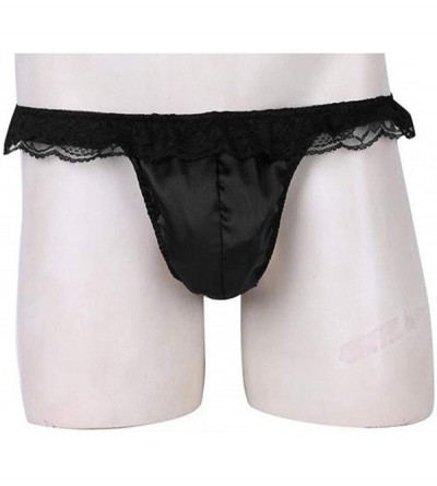 Briefs Sissy Lace Panties for Men- Floral Mesh Thongs Sexy Bulge Pouch See Through Bikini Briefs Underwear - Black - CK18URH3...