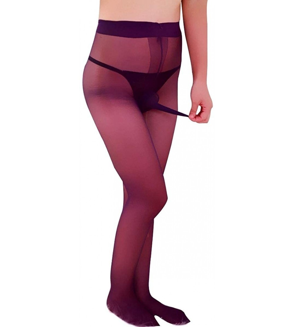 G-Strings & Thongs Mens Gay Sexy Pantyhose Tights Hosiery Sheath Sleeve Stockings Seamless Lingerie - Purple - CL18WS5W8QK $1...