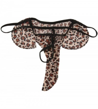 G-Strings & Thongs 1PC Men Lingerie Novelty Sexy G-Strings Thongs Funny Underwear Leopard Black Red Pouch Briefs - Black - CC...