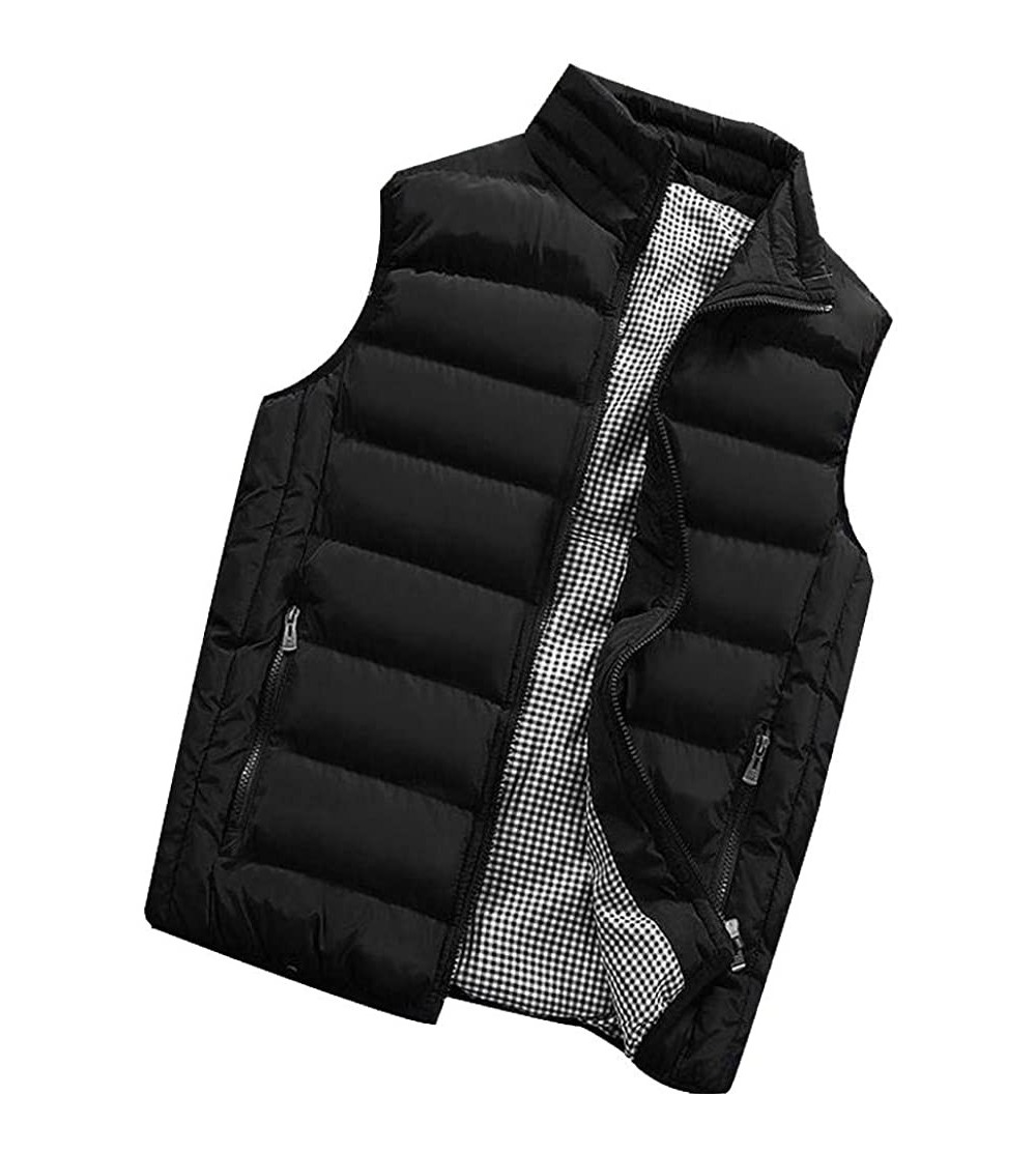 Boxers Men's Autumn Winter Full Zip Lightweight Water-Resistant Packable Puffer Vest - Black - CY19546YG9C $26.73