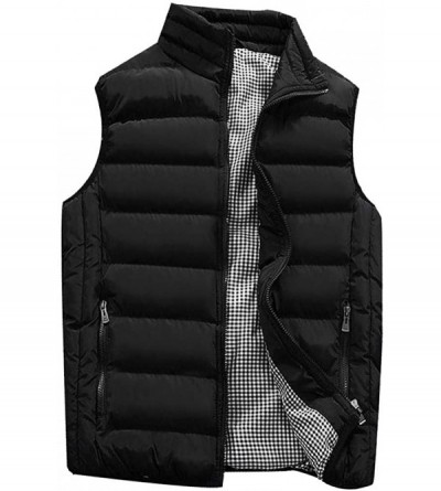 Boxers Men's Autumn Winter Full Zip Lightweight Water-Resistant Packable Puffer Vest - Black - CY19546YG9C $26.73