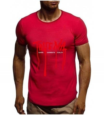 Thermal Underwear 2020 New Men's Summer Short Sleeve Printing Hip-hop T-Shirt Activewear Sweatshirt Tops Blouse - Red - C0190...