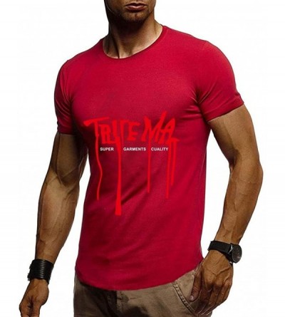 Thermal Underwear 2020 New Men's Summer Short Sleeve Printing Hip-hop T-Shirt Activewear Sweatshirt Tops Blouse - Red - C0190...