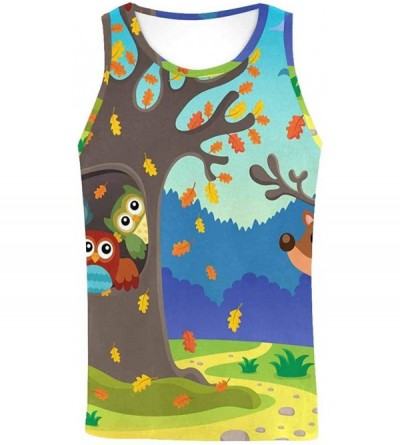 Undershirts Men's Muscle Gym Workout Training Sleeveless Tank Top Owl Bees Flowers and Stars - Multi4 - C219COAOWLD $62.44