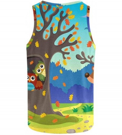 Undershirts Men's Muscle Gym Workout Training Sleeveless Tank Top Owl Bees Flowers and Stars - Multi4 - C219COAOWLD $25.54