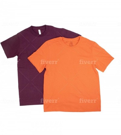 Undershirts Men's 2-Pack Short Sleeve Crewneck Cotton T-Shirt - Orange/Burgundy - CK19CM36GU0 $14.02