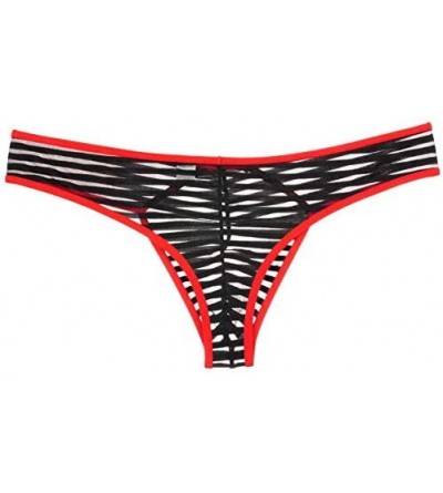 Bikinis Men's Striped Mesh Bikini Briefs Male Bordered Bikini Underwear Jailhouse Thong Boxer Brief Nightwear - 6 Pack - CP18...