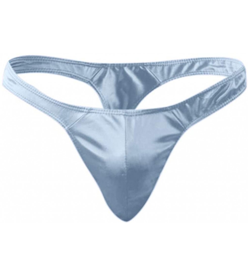 G-Strings & Thongs Sexy Underwear Mens Thong Briefs Comfortable Underwear Panties Sexy Satin - Blue - CA18ZENOHT0 $10.28