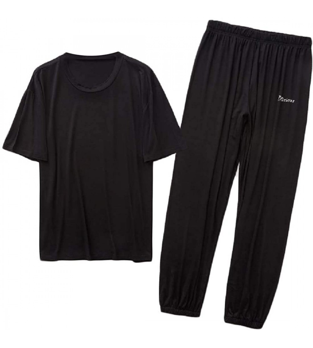 Sleep Sets Men's Long-Pants 2-Piece Modal Lounger Nightwear Thin Summer Sleepwear - 5 - CB19CZQ6ZK3 $30.14