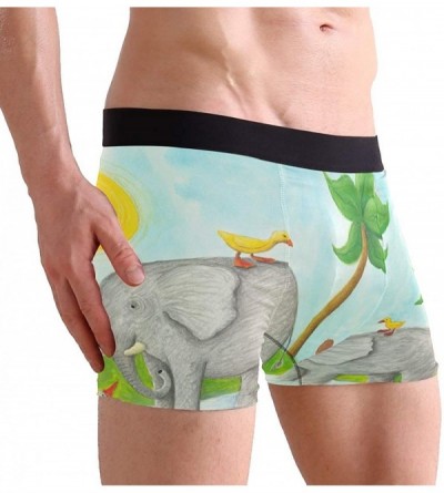 Boxer Briefs Mens Boxer Briefs Underwear Breathable Pouch Soft Underwear - Acrylic Mom and Baby Elephant - CW18ARIMXXS $13.41
