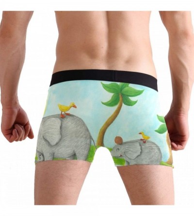 Boxer Briefs Mens Boxer Briefs Underwear Breathable Pouch Soft Underwear - Acrylic Mom and Baby Elephant - CW18ARIMXXS $13.41