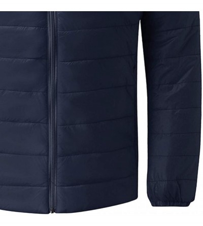 G-Strings & Thongs Mens Winter Quilted Insulated Zipper Thickened Warm Down Jacket Puffer with Thermal Light Coat - Navy - CO...