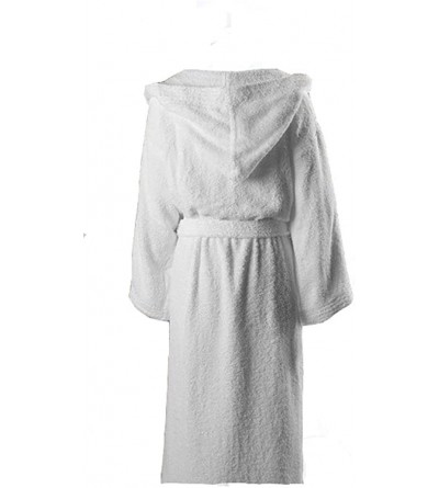 Robes Heavy 3LB Hooded Terry Cloth Bathrobe. Full Length 100% Turkish Cotton - White - C712O551AGU $48.06