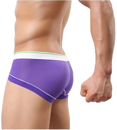 Briefs Mens Ice Silk Breathable Triangle Underpants Brief Panties - Purple - CQ12EX2RIH5 $9.48
