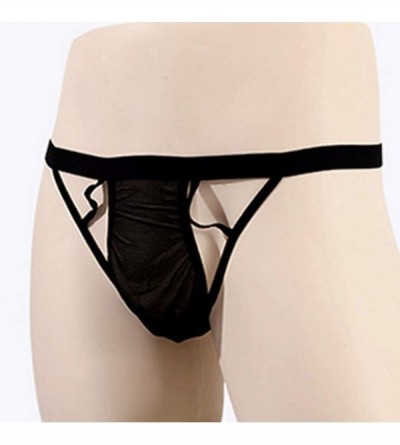 G-Strings & Thongs Men's Sexy Stretch G-String Mesh Thongs Lingerie Micro Thong Briefs Underwear - Black - CC196HEDG76 $13.34