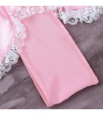 Briefs Mens Sexy Sissy Shiny Satin High Cut T-Back Jockstrap Thong Underwear - Pink - C118O8YL572 $18.70