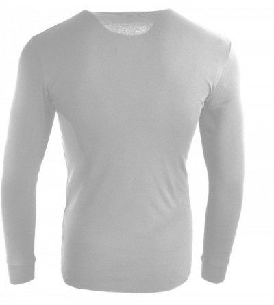 Undershirts Flat Base Layer Crew Neck Thermal Rib Fitted Long Sleeve Round Neck Slim Fit Soft Cotton Lightweight Thermal - Wh...