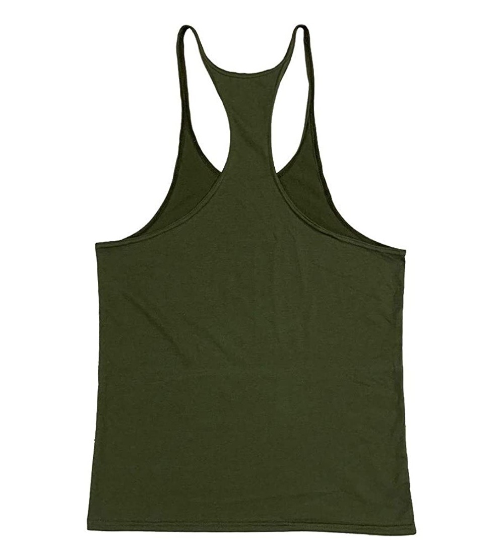 Thermal Underwear Stringer Tank Tops-Men Summer Gym Bodybuilding Muscle Workout Vest Casual Solid Color Dry Fit Y-Back T-Shir...