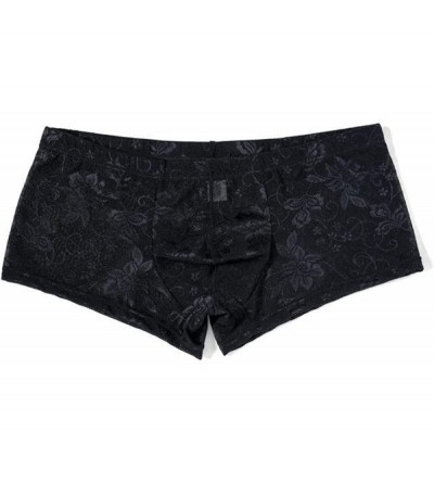 Shapewear Pouch Panties Men's Silky Lace Thong Briefs Bikini Underwear for Men See Through Hollow Lingerie - Black - CV19DHQK...