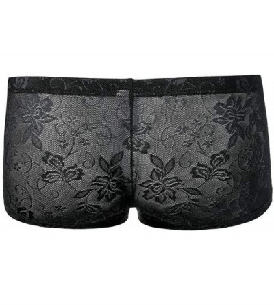 Shapewear Pouch Panties Men's Silky Lace Thong Briefs Bikini Underwear for Men See Through Hollow Lingerie - Black - CV19DHQK...
